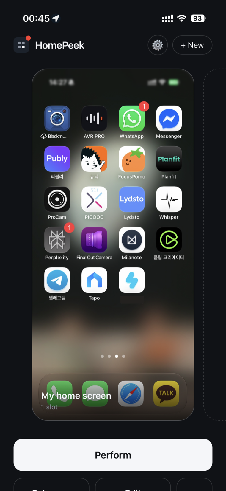 Your real home screen becomes the stage