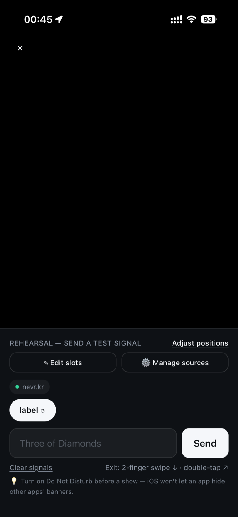 Rehearse with a full control panel